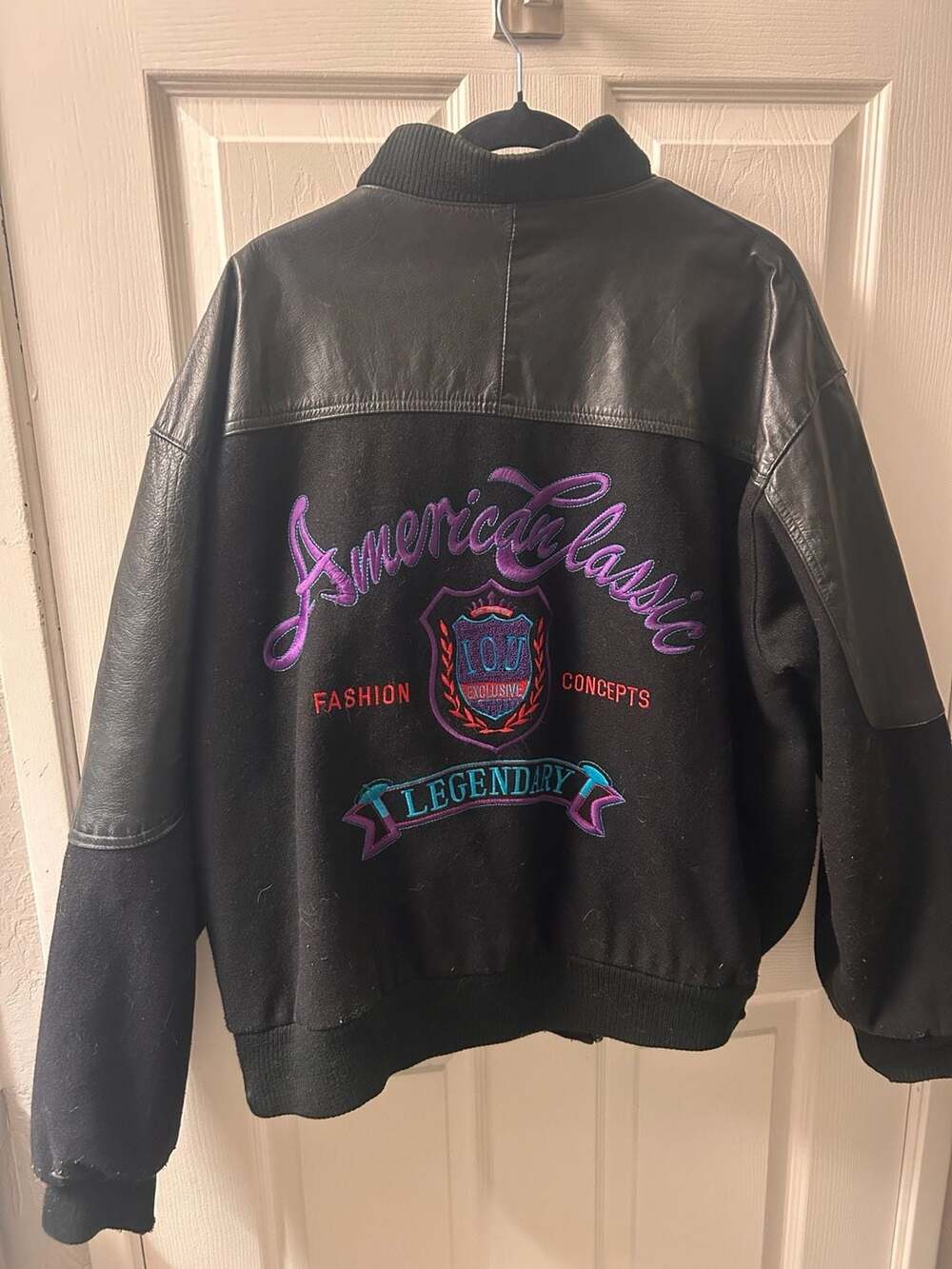 Vintage IOU Legend Across America Wool and Leather Varsity Jacket